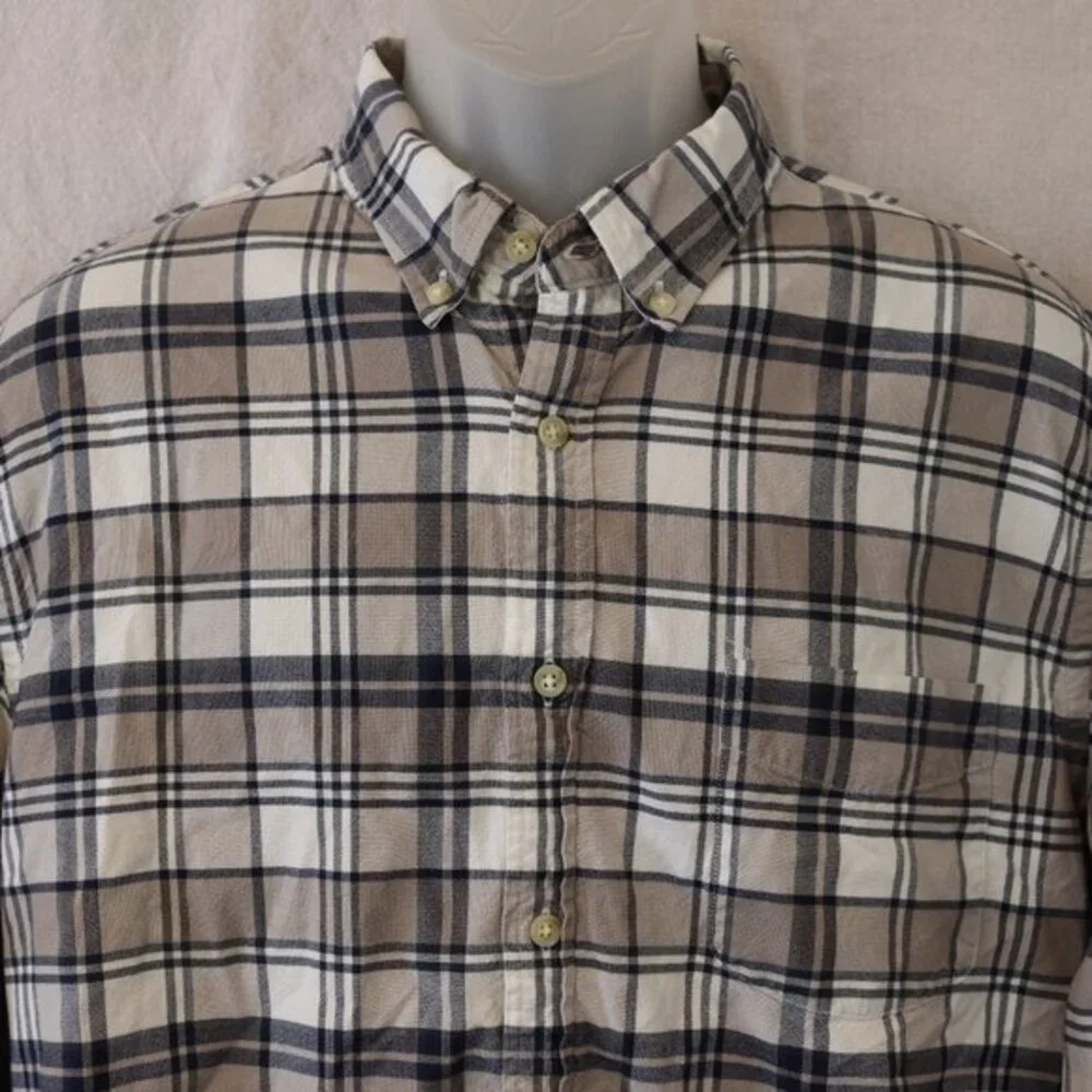Jcrew Vintage Oxford Plaid Button Down Shirt LG Gray Black White